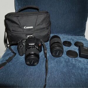 Canon - EOS Rebel T7 DSLR Video Two Lens Kit + EF-S 18-55mm & EF 75-300mm Lenses